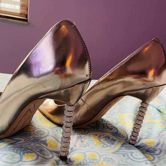 Sophia Webster Coco Gold Leather Crystal Heel 38 - Picture 3 of 8